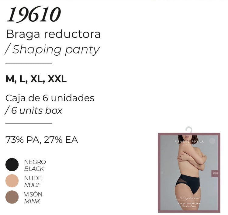 Braga mujer reductora isabel mora 19610 - Negro